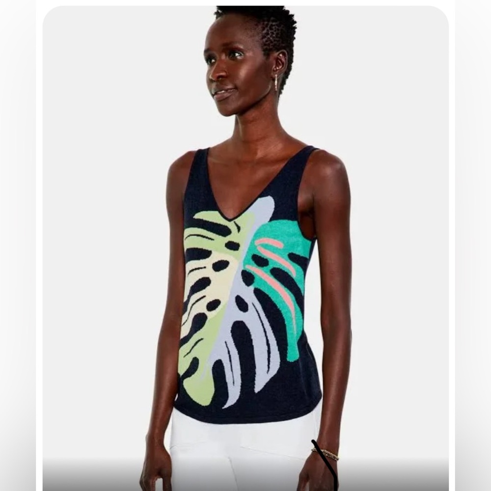 Nic & Zoe, XL Palm Leaf Tank Top Sweater, NWT